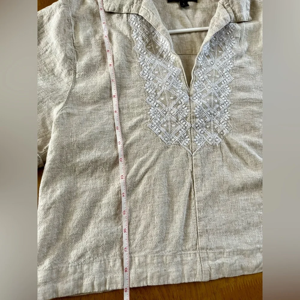 Banana Republic Women's Cropped Linen Embroidered Top - Picture 4 of 9